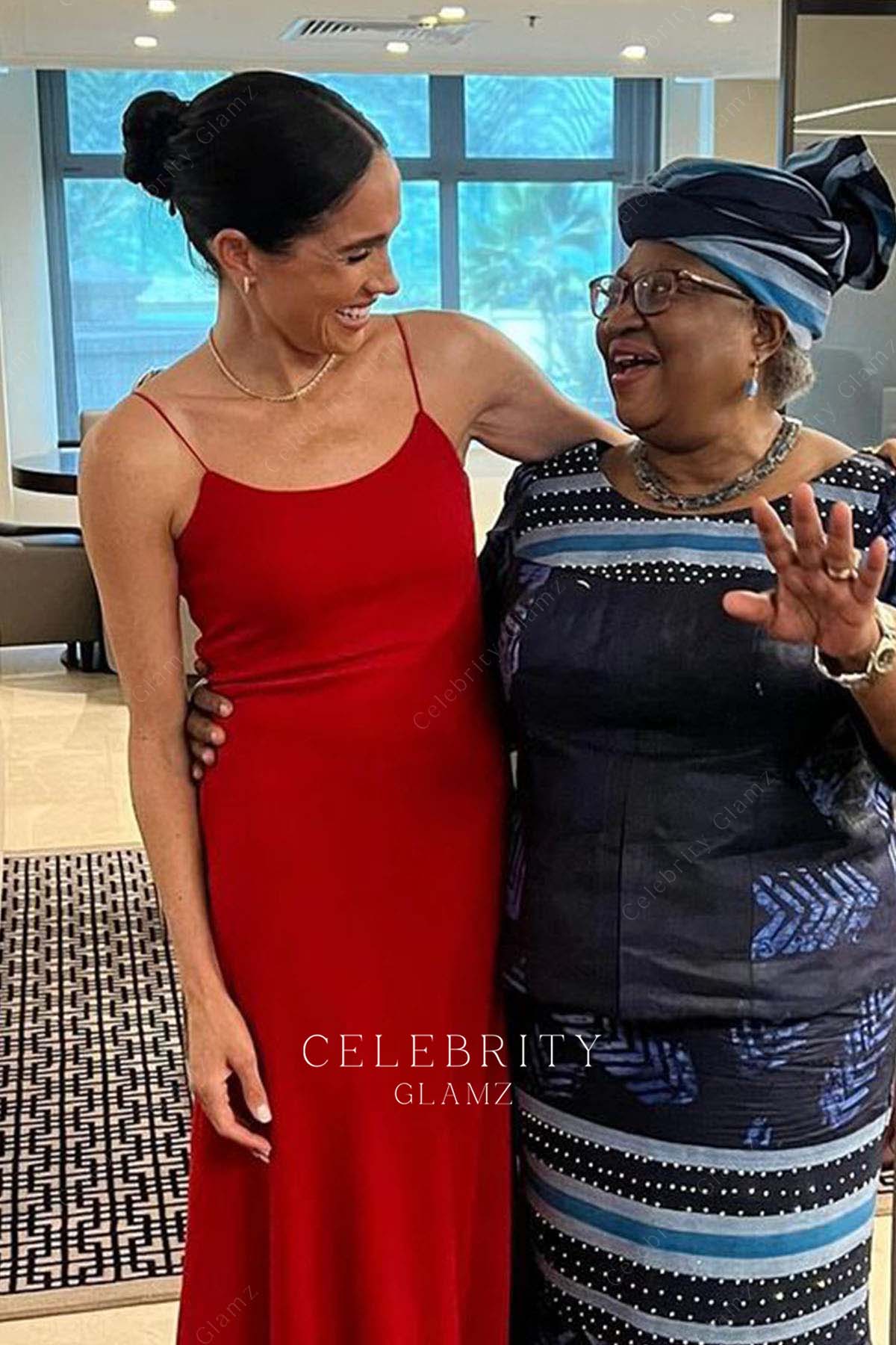 Meghan Markle scoop neck formal dress women in leadership event 2024