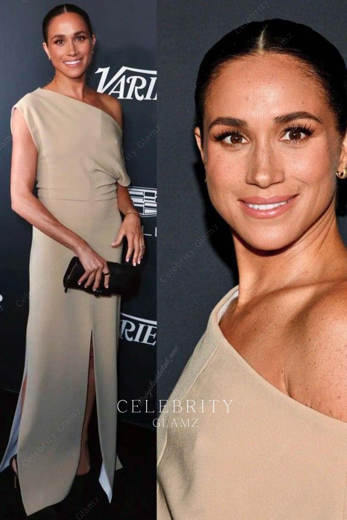 Meghan Markle one shoulder formal dress variety power of   women 2023