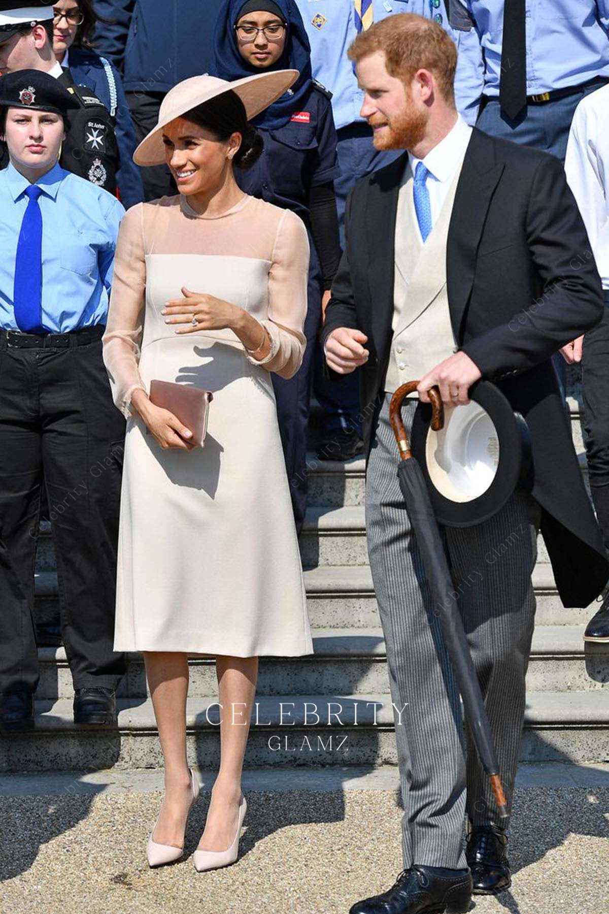Meghan Markle tea length prom dress prince Charles 70th birthday