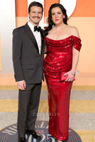 Melanie Lynskey red 2025 Vanity fair party sheath dress