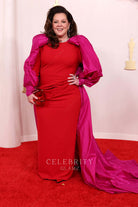 Melissa McCarthy long sleeves prom dress 2024 Oscars red carpet