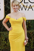Melissa Rauch drop sleeves dress golden globe awards 2014