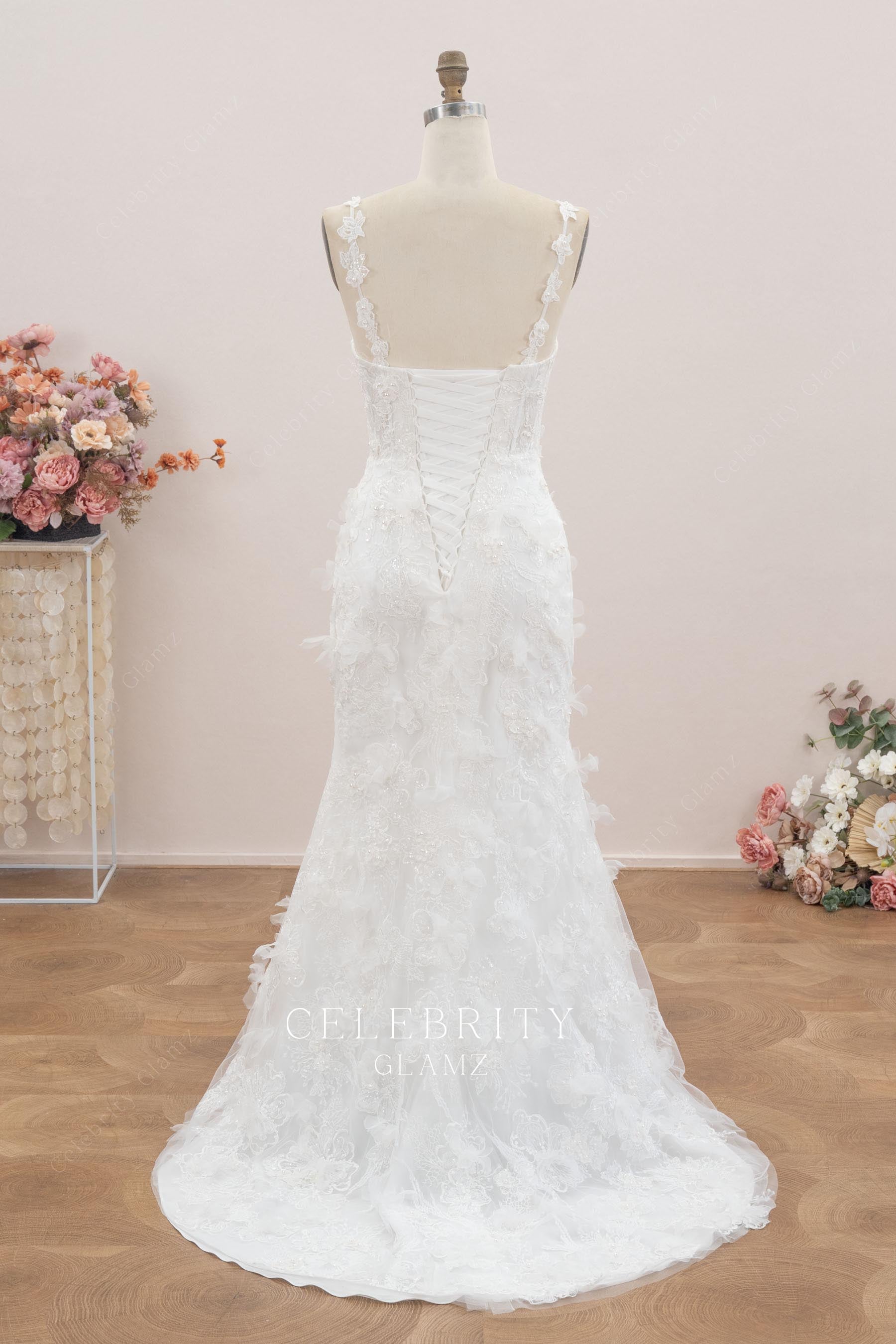 mermaid sweep train wedding dress