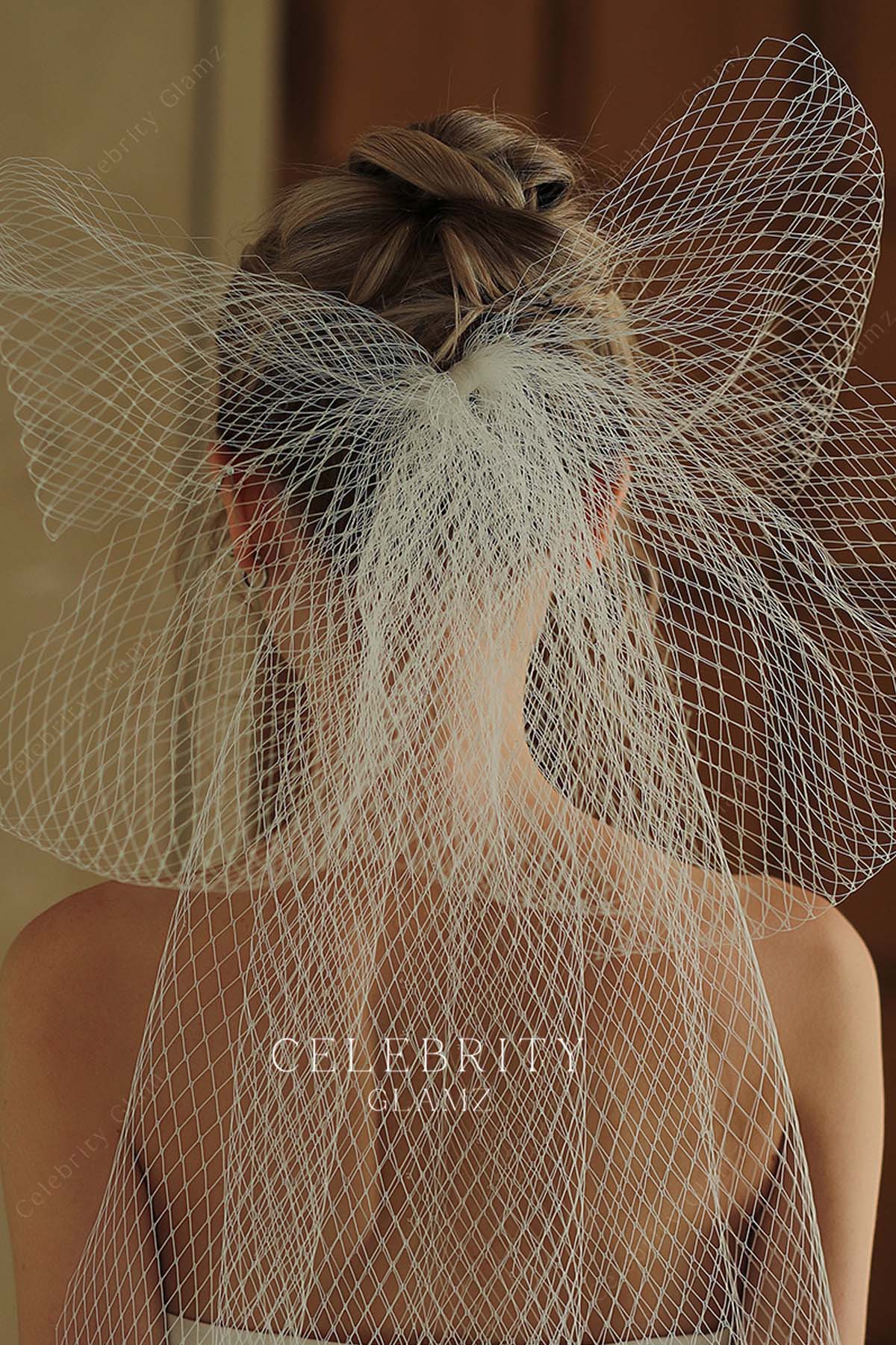 mesh bowknot bridal veil