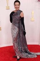 Michelle Yeoh fit flare formal dress 2024 Oscars red carpet