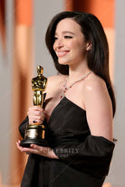 Mikey Madison black 2025 with shawl Vanity fair party dress