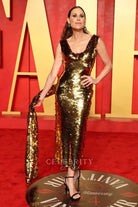 Minnie Driver tea length prom dress 2024 Oscars after party