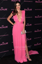 Miranda Kerr hot pink dress Cannes ice cream party 2015
