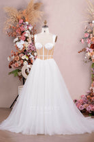 modern sweetheart neck long wedding gown