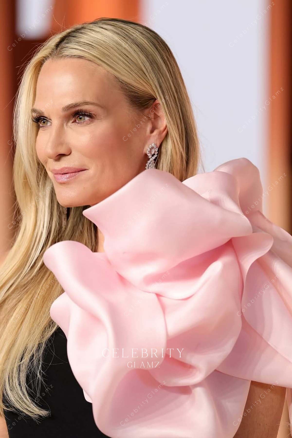 Molly Sims pink ruffles 2025 Vanity fair party dress