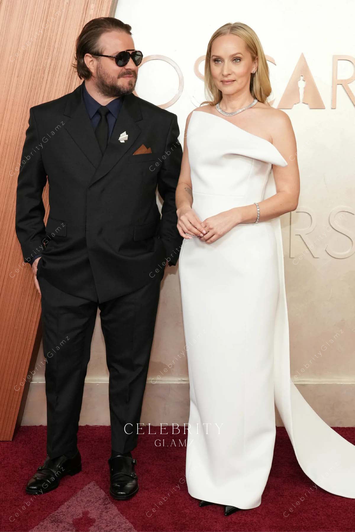 Mona Fastvold 2025 Watteau train Oscars red carpet dress 