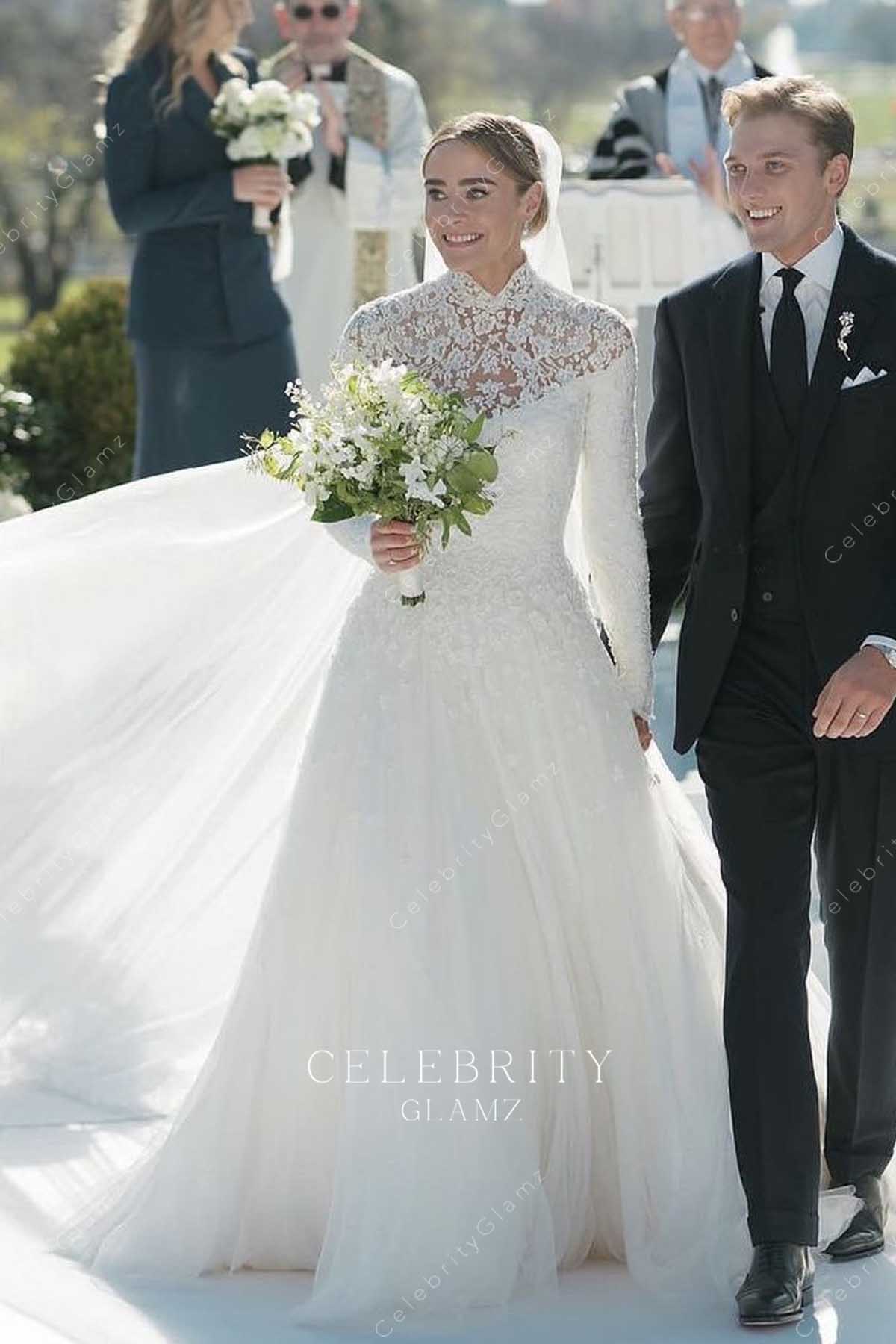Naomi Biden long sleeves wedding dress