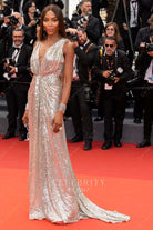 Naomi Campbell plunging neck 2023 Cannes outfit