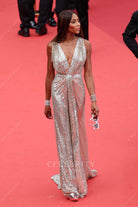 Naomi Campbell silver sequined 2023 Cannes outfit