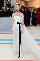 Nicola Peltz Beckham met white long gala dress