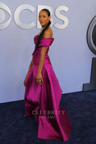 Nikki M. James raspberry drop sleeves formal dress 2024 tony awards