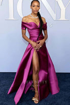 Nikki M. James raspberry high slit prom dress 2024 tony awards