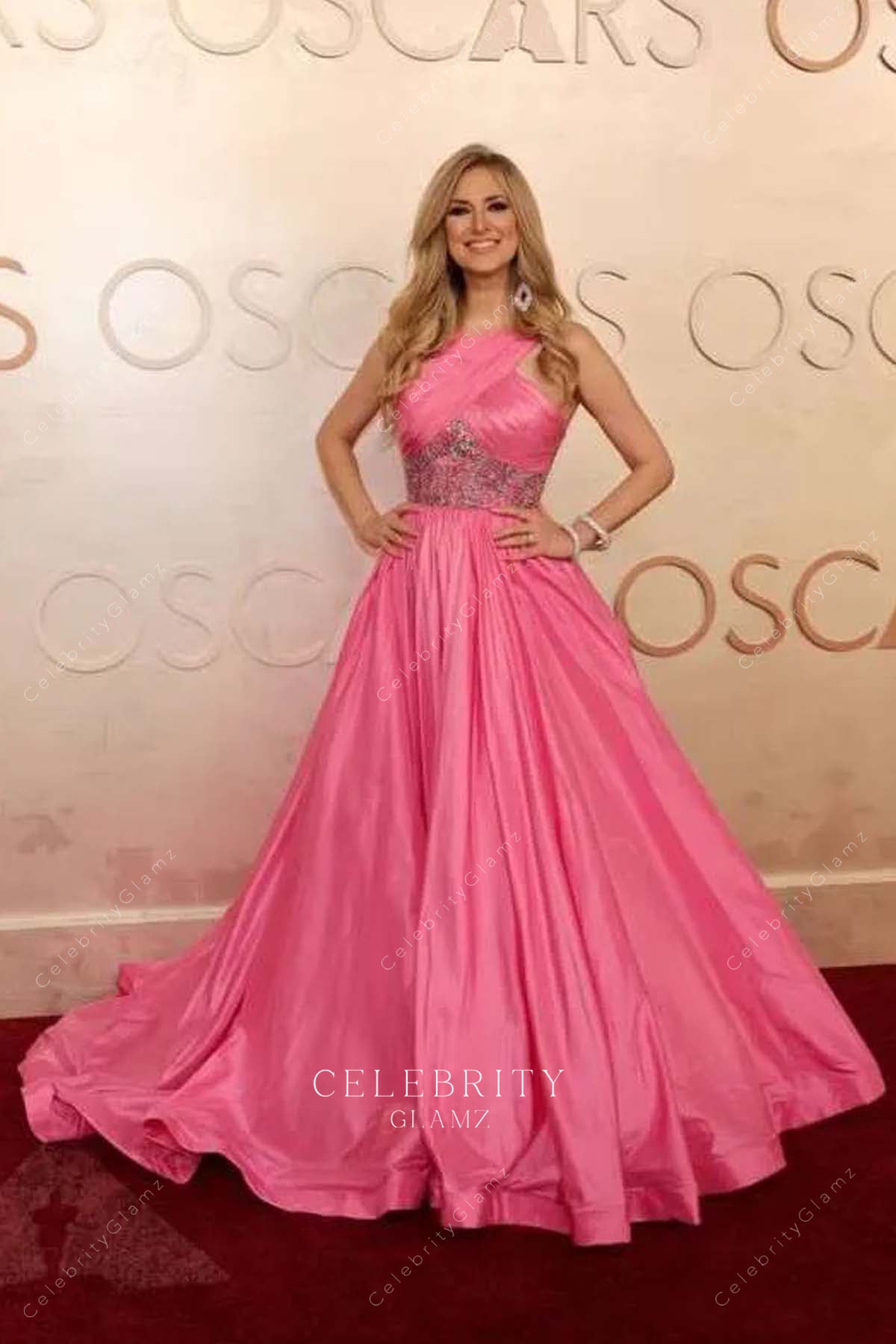 Nikki Novak court train 2025 Oscars red carpet dress