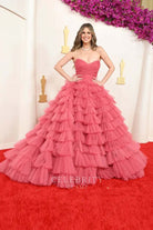 Nikki Novak watermelon strapless prom dress 2024 Oscars red carpet 