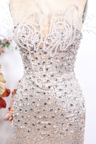 nude Basque waist prom dress