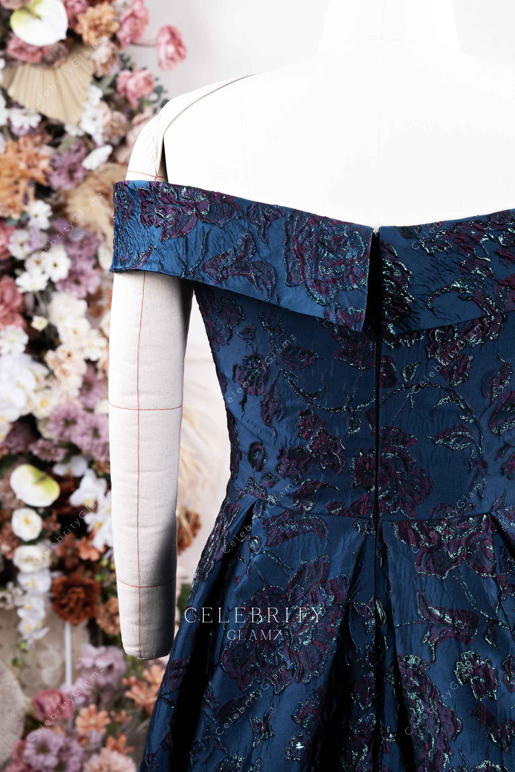 off shoulder drop sleeves prom dress