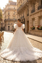 off the shoulder backless wedding dress