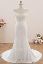 off the shoulder sweetheart neck wedding dress