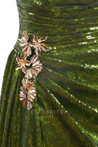 olive green pleated prom dress