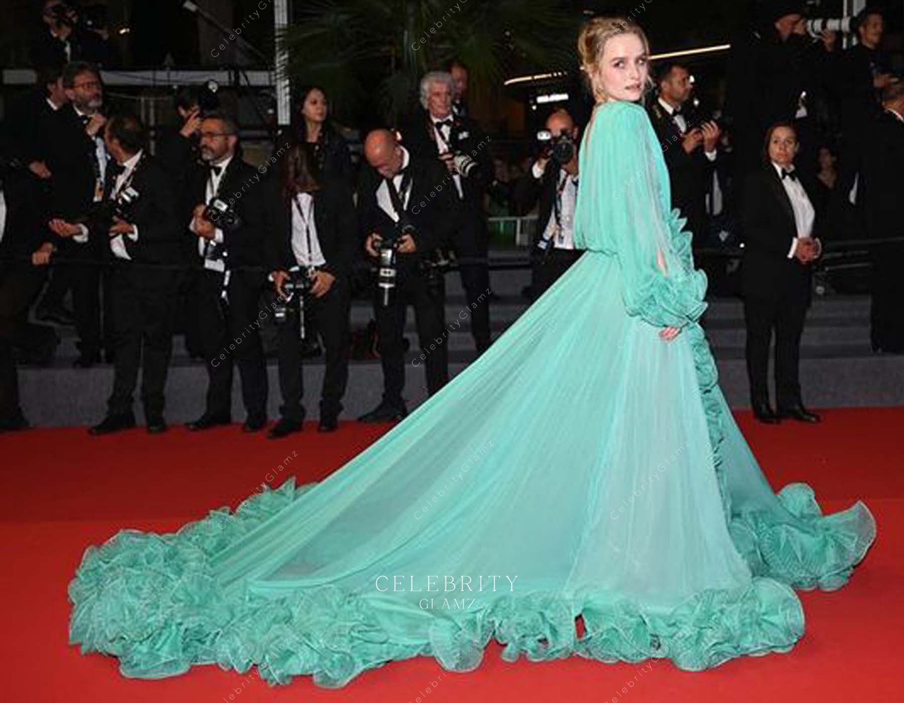Olivia DeJonge chapel train gala Cannes red carpet dress