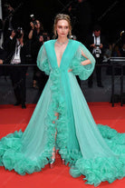 Olivia DeJonge turquoise a line 2022 gala dress
