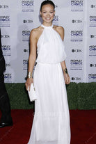 Olivia Wilde white chiffon halter dress people's choice awards 2009