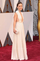 Olivia Wilde white pleated a line gown academy awards 