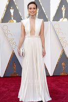 Olivia Wilde white plunging neck dress academy awards 