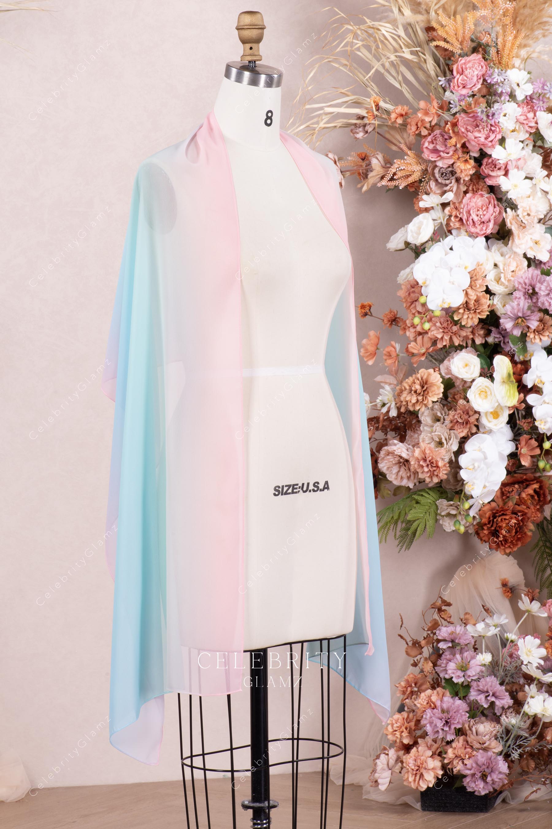 Ombre chiffon long shawl 