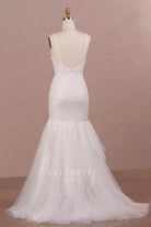 open back layered skirt  trumpet bridal dress