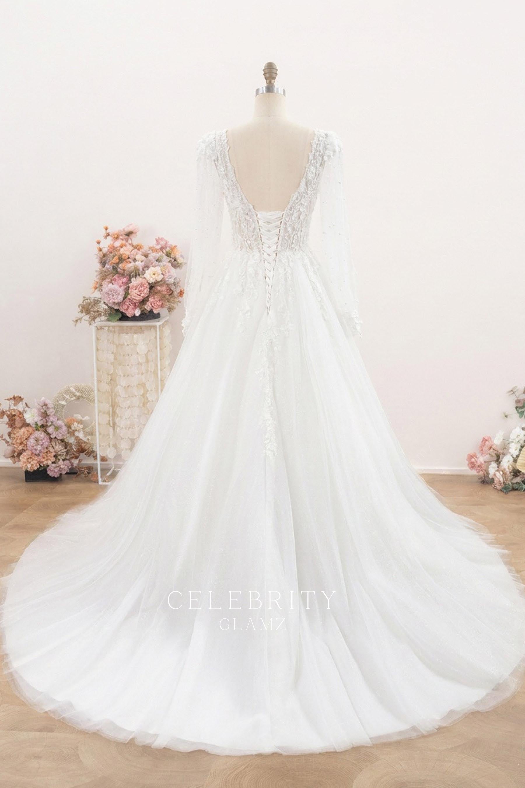 open lace up back bridal dress