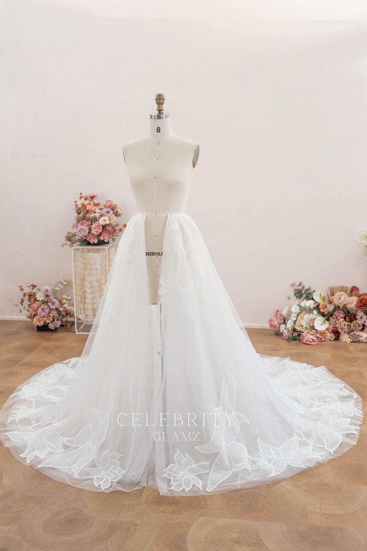 organic flower lace a line overskirt 
