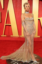 Paris Hilton rhinestones prom dress 2024 Oscars after party