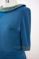 peacock beaded neckline mother of bride dress