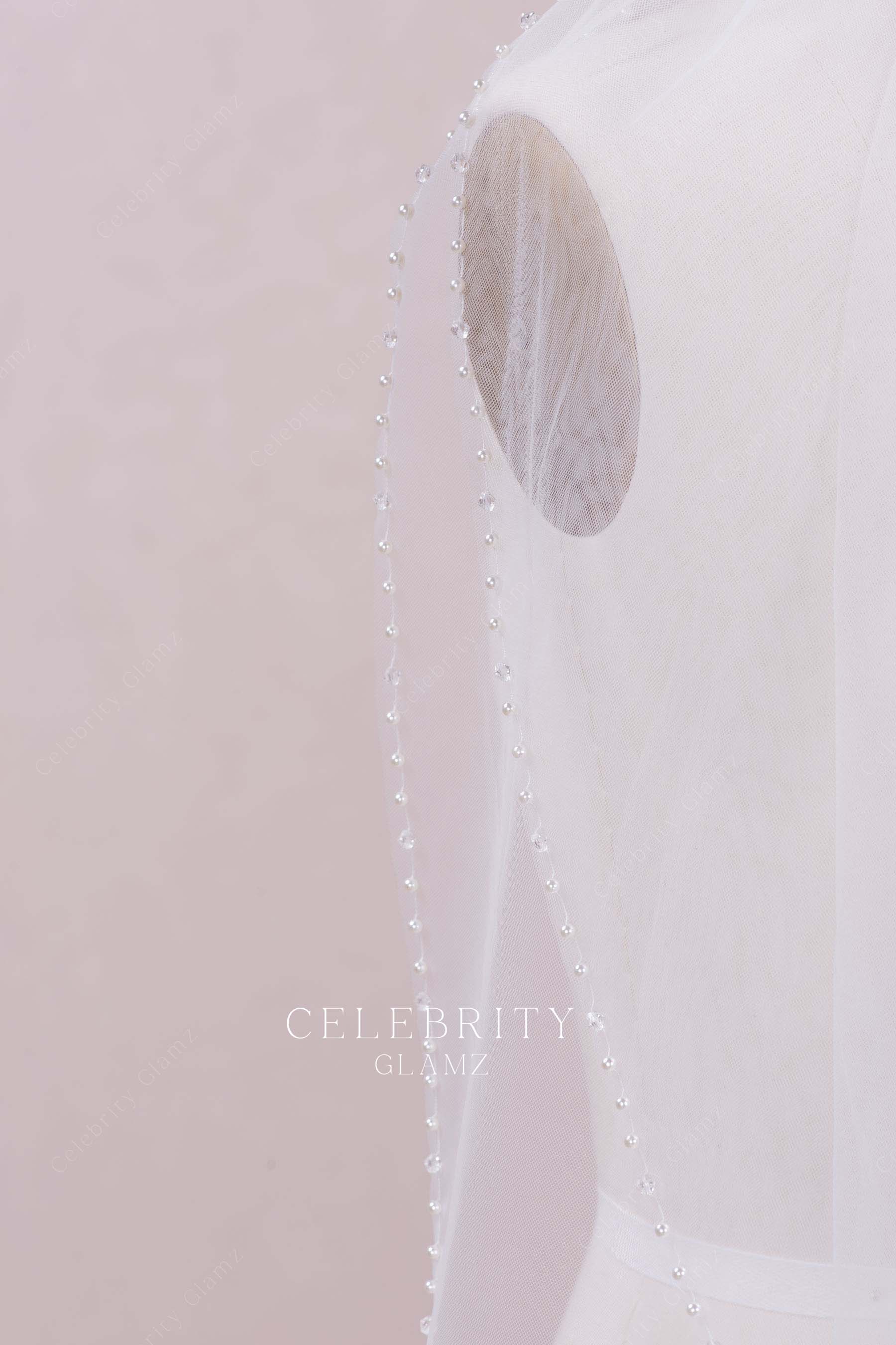 pearls edge bridal veil