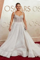 pearls Lee Broda 2025 Oscars red carpet long train prom dress