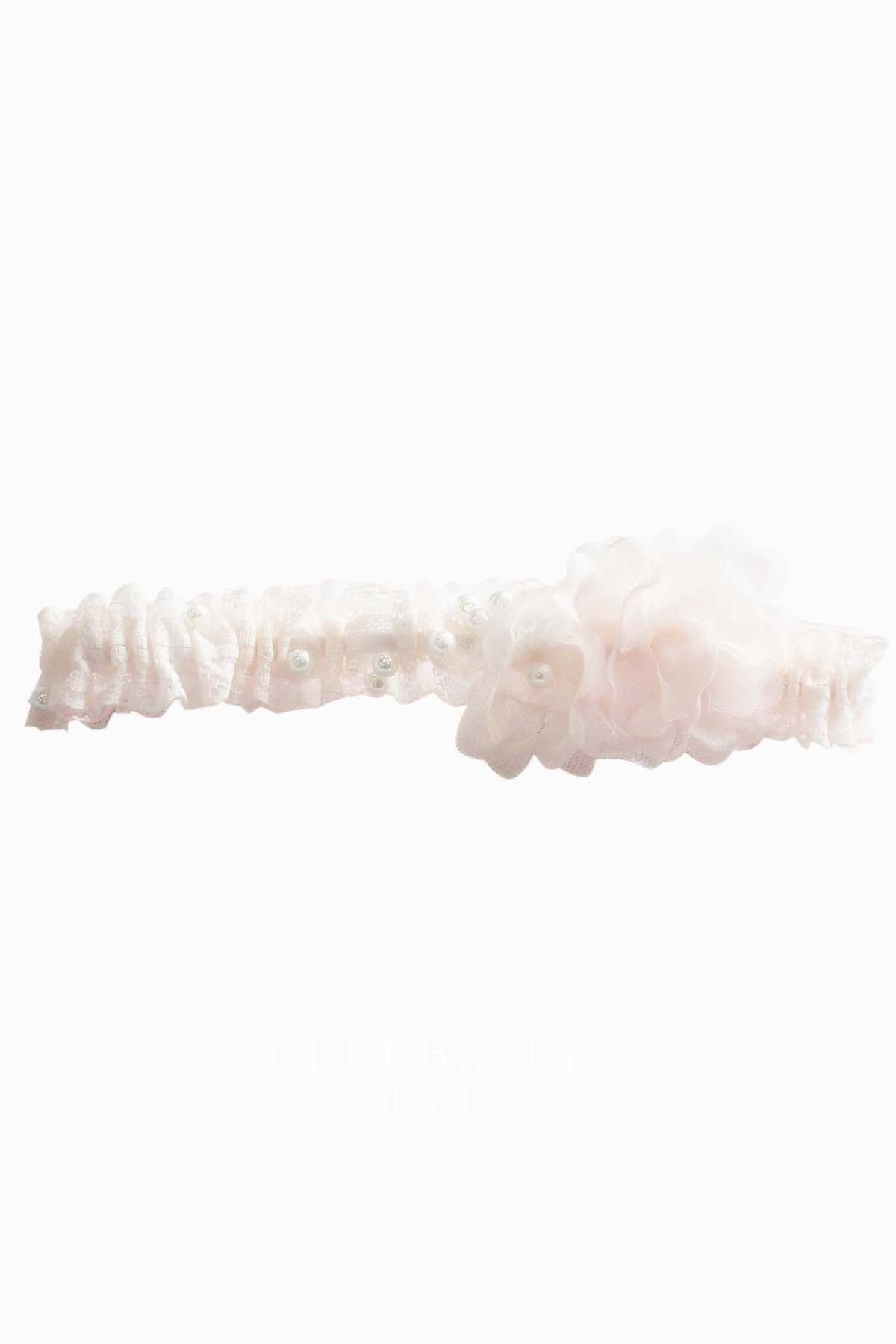 pearls ruffle flower wedding garter