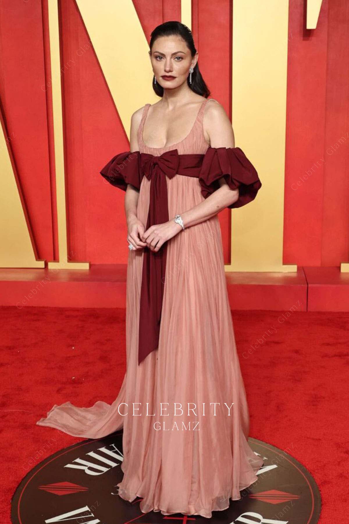 Phoebe Tonkin a line prom dress 2024 Oscars after party