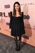 Phoebe Tonkin black a line 2020 Westworld season 3 premiere dress