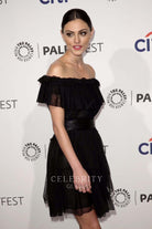 Phoebe Tonkin black off shoulder prom dress paleyfest 2014