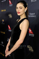 Phoebe Tonkin black sleeveless 2019 G'Day USA gala evening dress