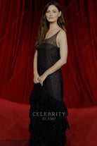 Phoebe Tonkin black thin straps fourth annual academy museum gala dress