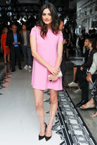 Phoebe Tonkin pink 2015 Versace fashion show evening dress 