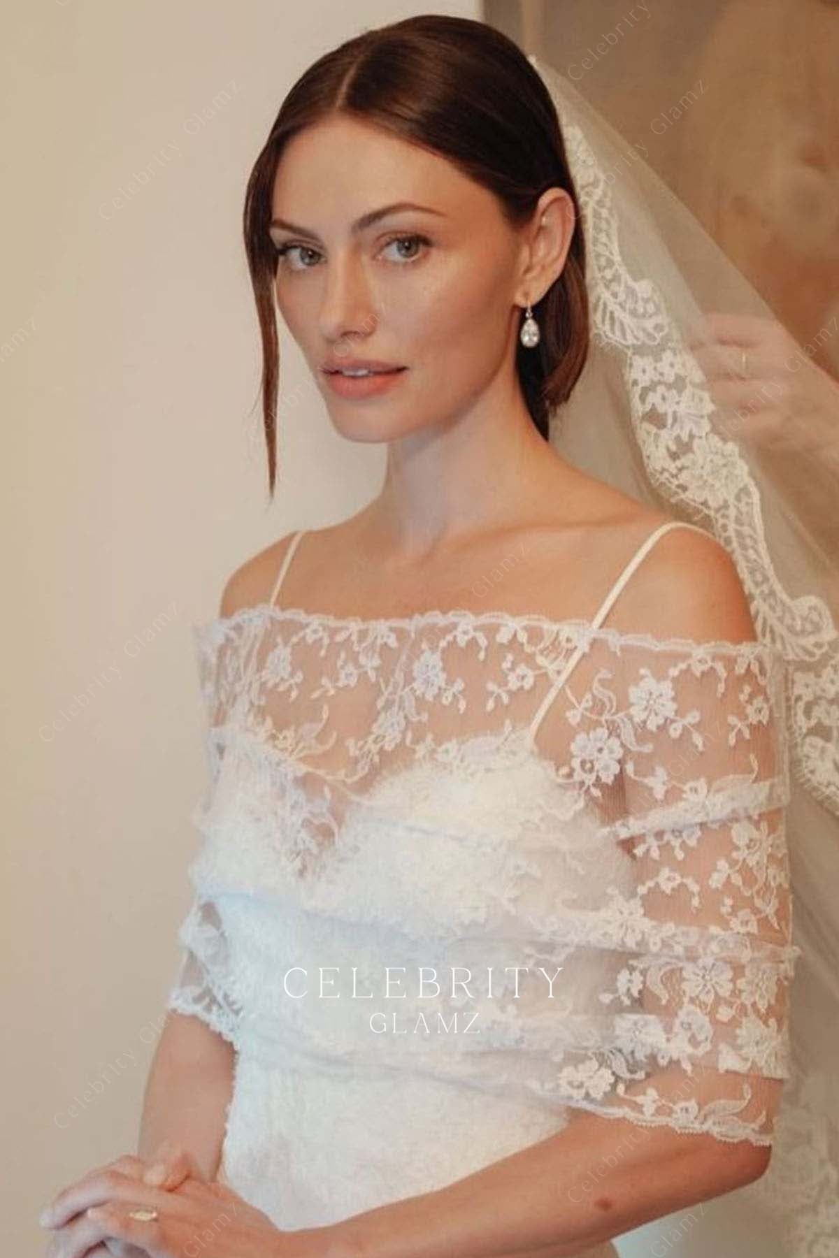 Phoebe Tonkin sheer neckline wedding dress