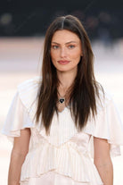 Phoebe Tonkin white ruffles 2025 Chanel show dress